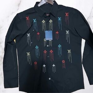 Men’s Louis Vuitton Black Embroidered button down